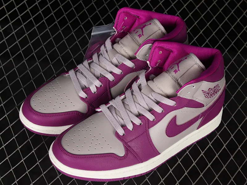 All categories Air Jordan Jordan series basketball shoes Air Jordan 1 Mid Air Jordan 1 Mid "Magenta" AJ1 Joe 1 purple gray China basketball shoes BQ6472-501